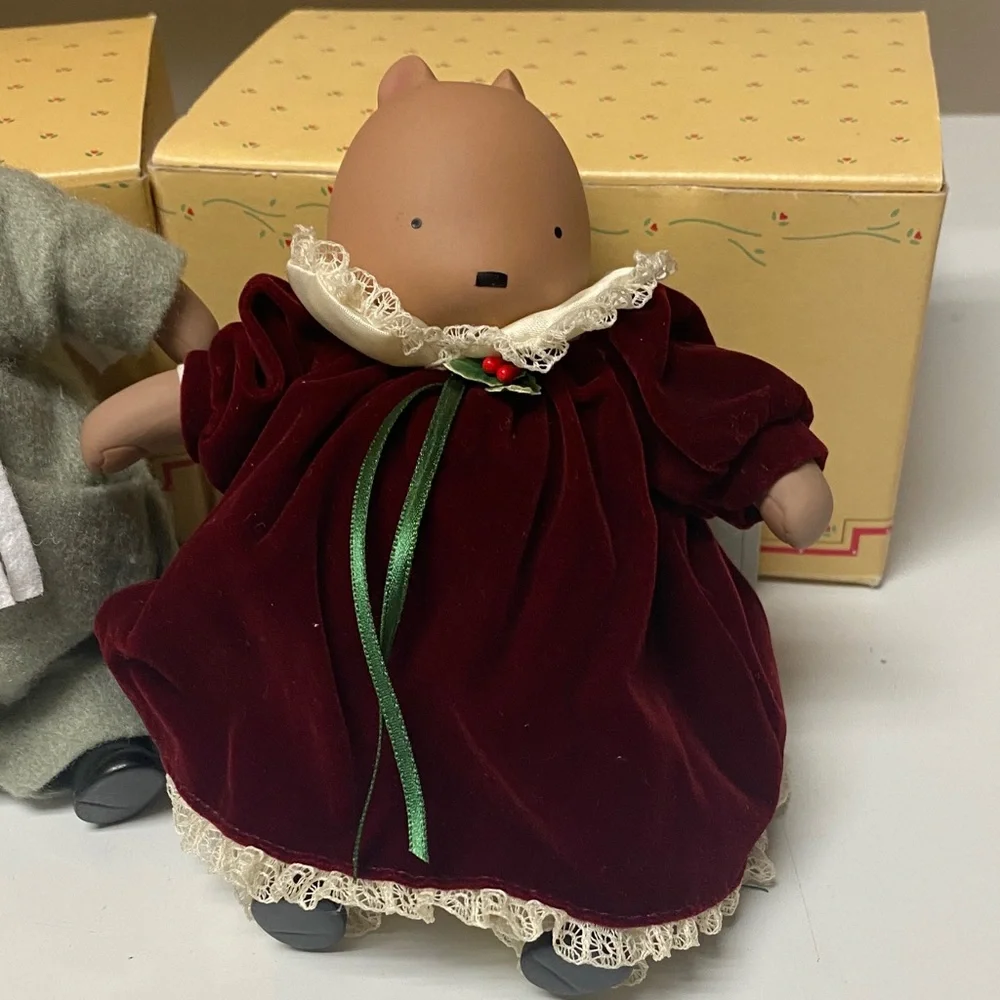 Michel & Co 1987 Vintage “A Winter Boy & Girl 1947” Hand Painted Ornaments